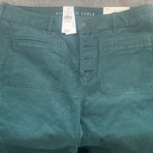 American eagle outfitters flare high rise corduroy pants short size 16